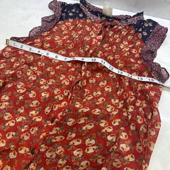 Anthropologie Meadow Rue Floral Blouse Size 8 Multicolor Ruffle Sleeve Flutter - Picture 9 of 11